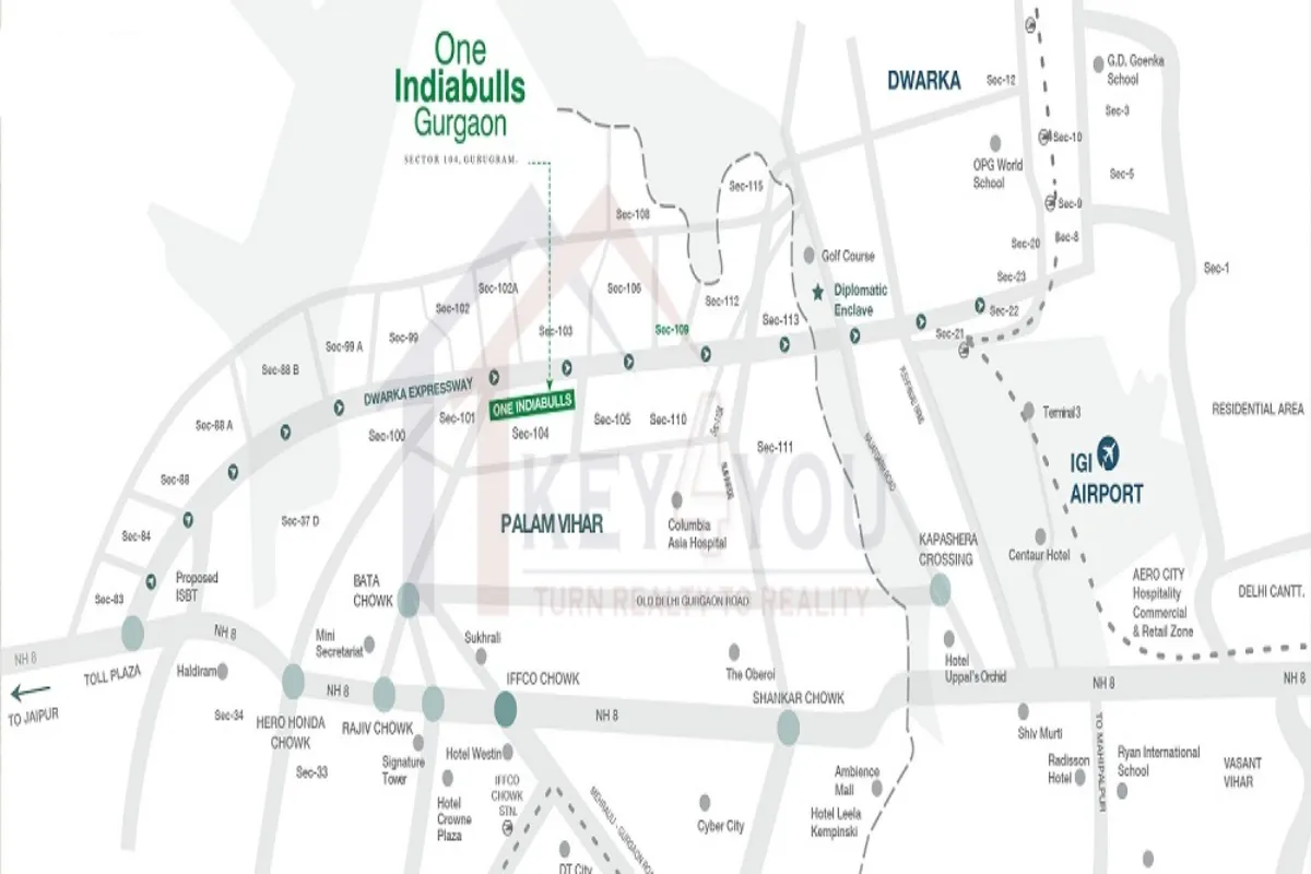 one indiabulls sector 104 location map
