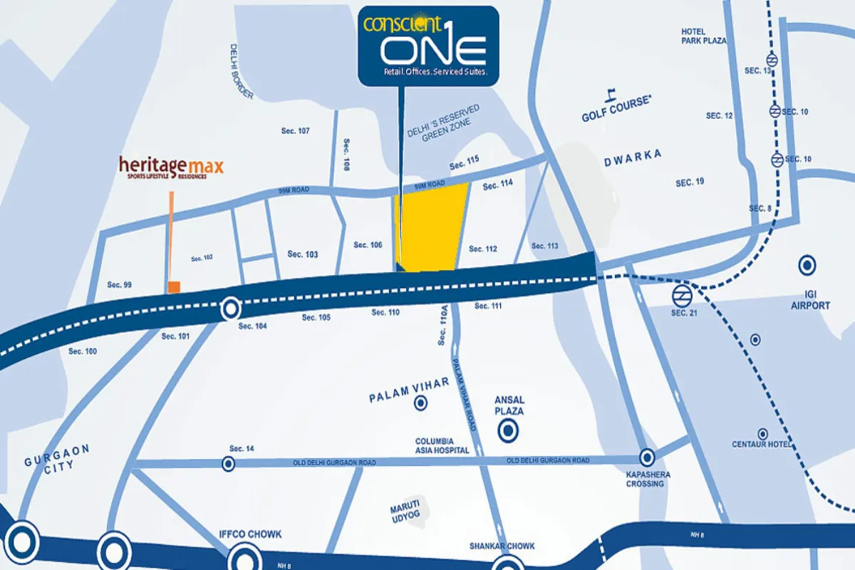 conscient one sector 109 gurgaon location map