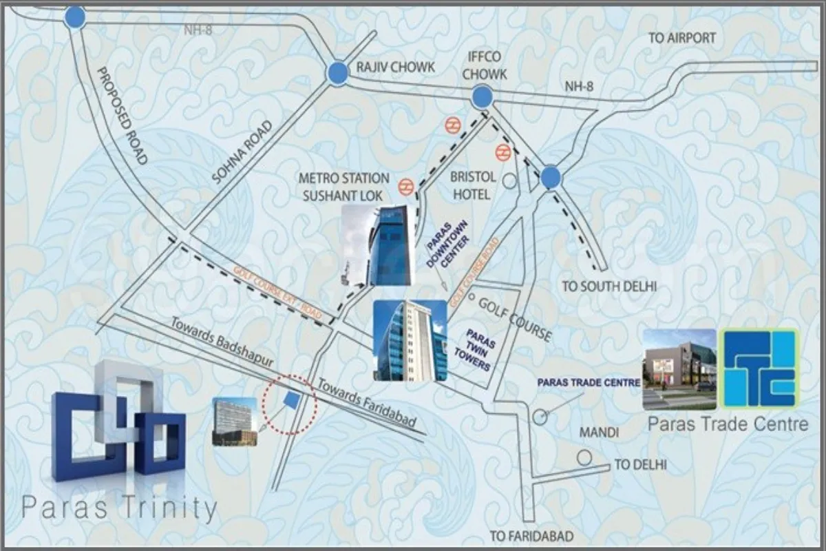 paras trinity sector 62 gurgaon location map