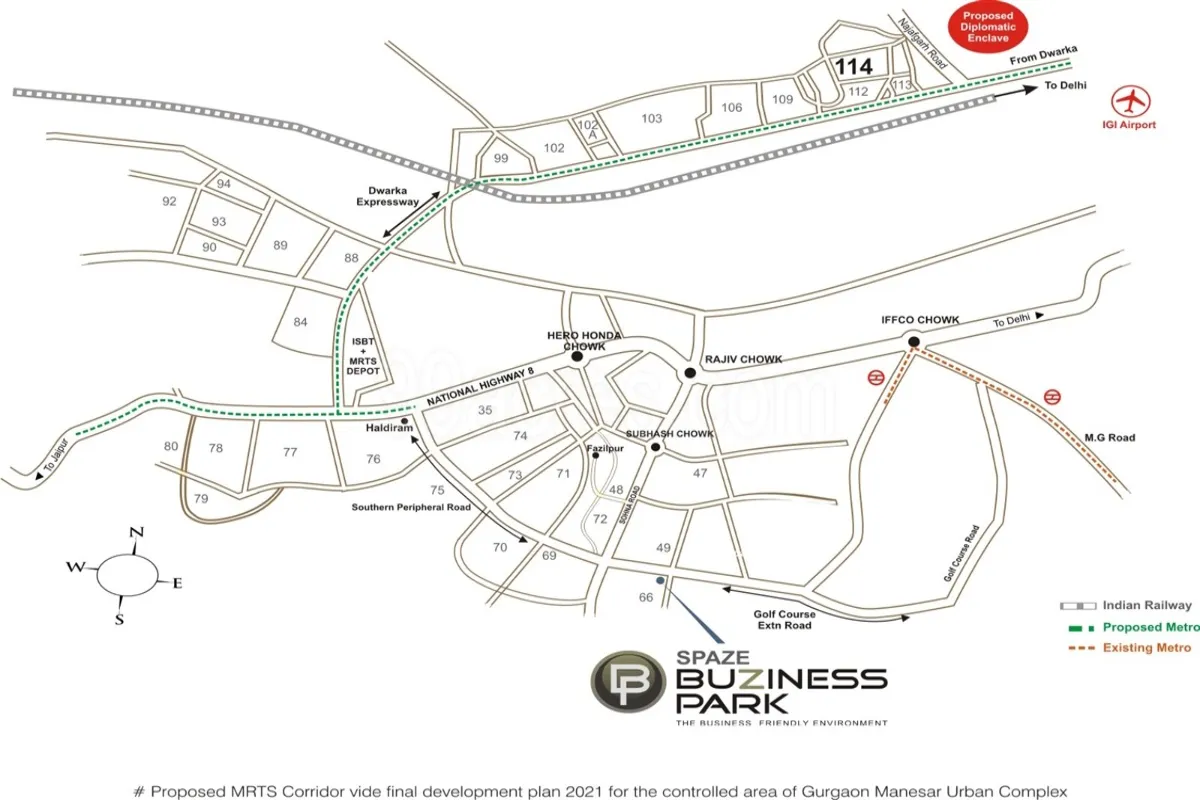 spaze business park sector 66 gurgaon location map