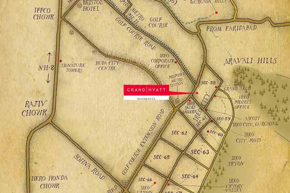 ireo grand hayatt residences sector 58 gurgaon location map