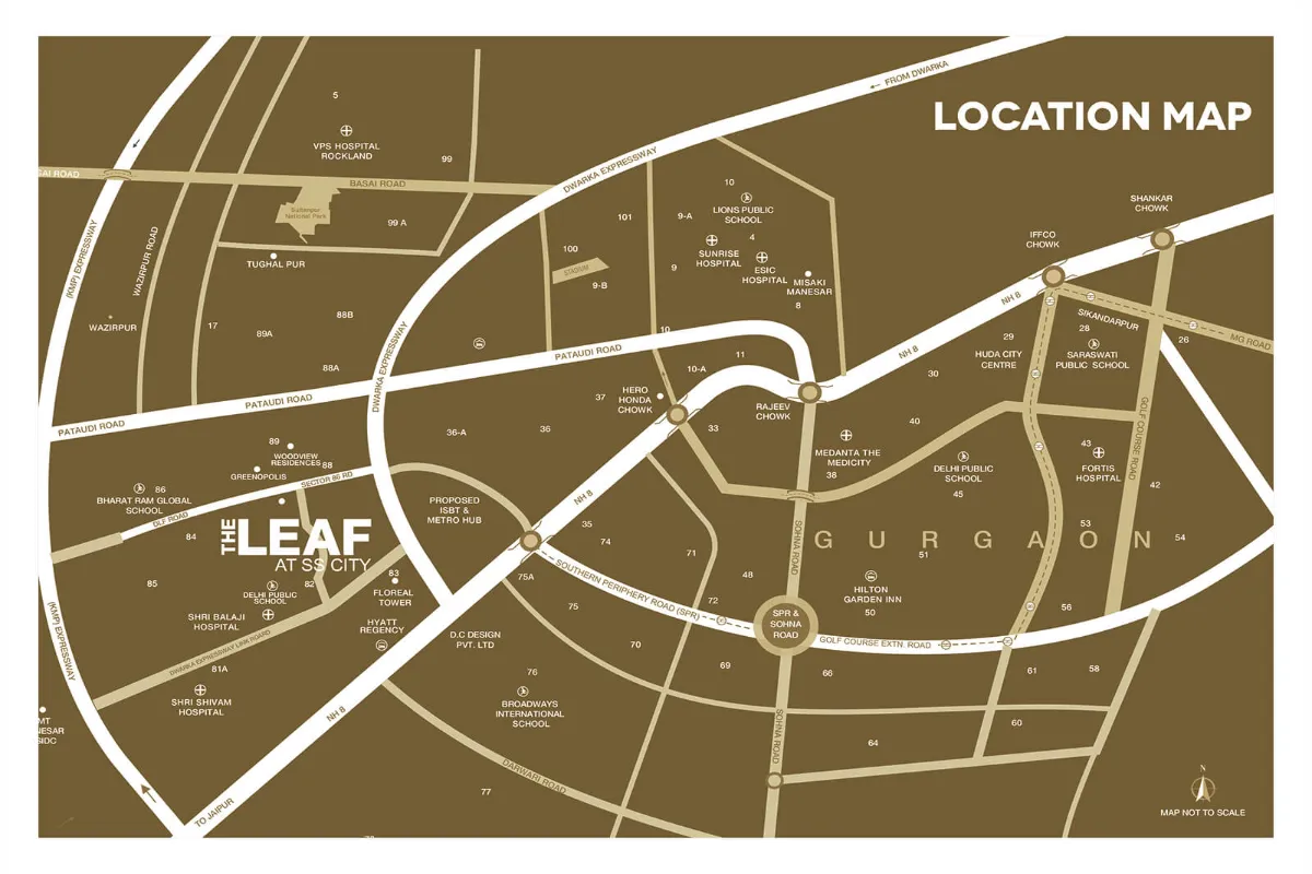 ss the leaf 85 gurgaon location map