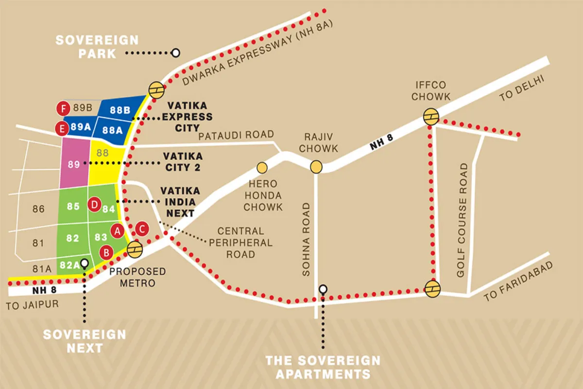 vatika express city sector 88a gurugram location map