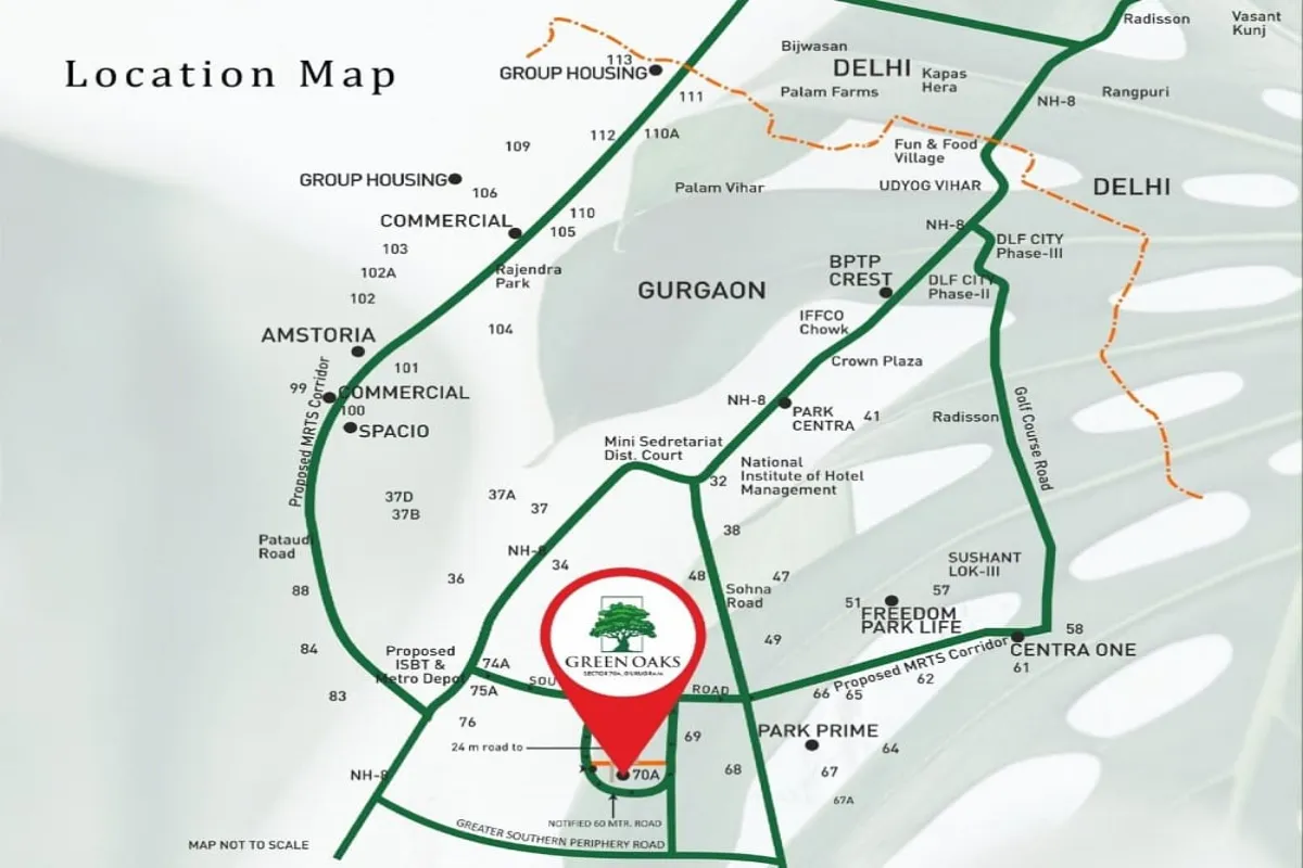 bptp green oaks sector 70a gurgaon location map