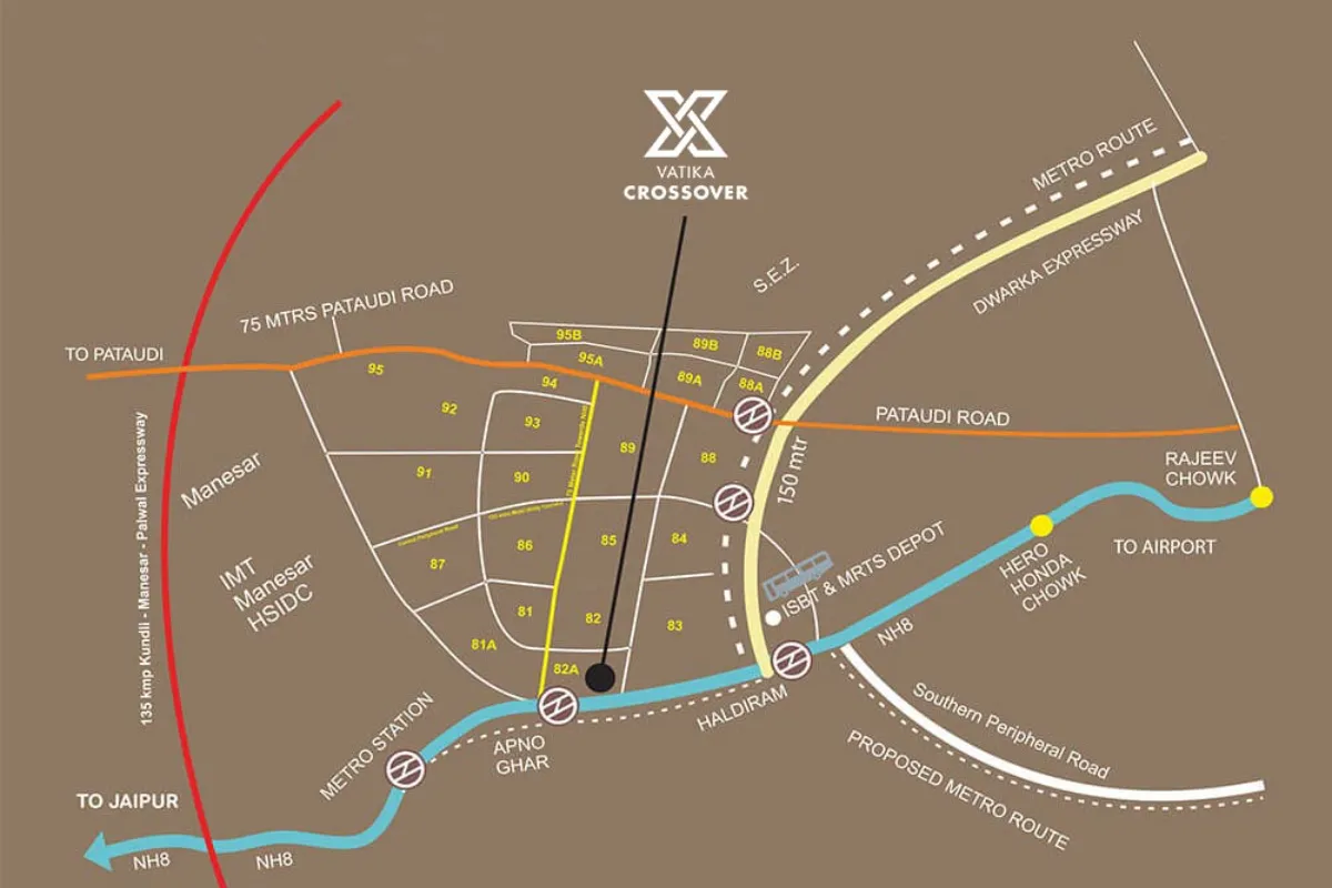 Vatika Crossover Sector 82A Gurugram location map