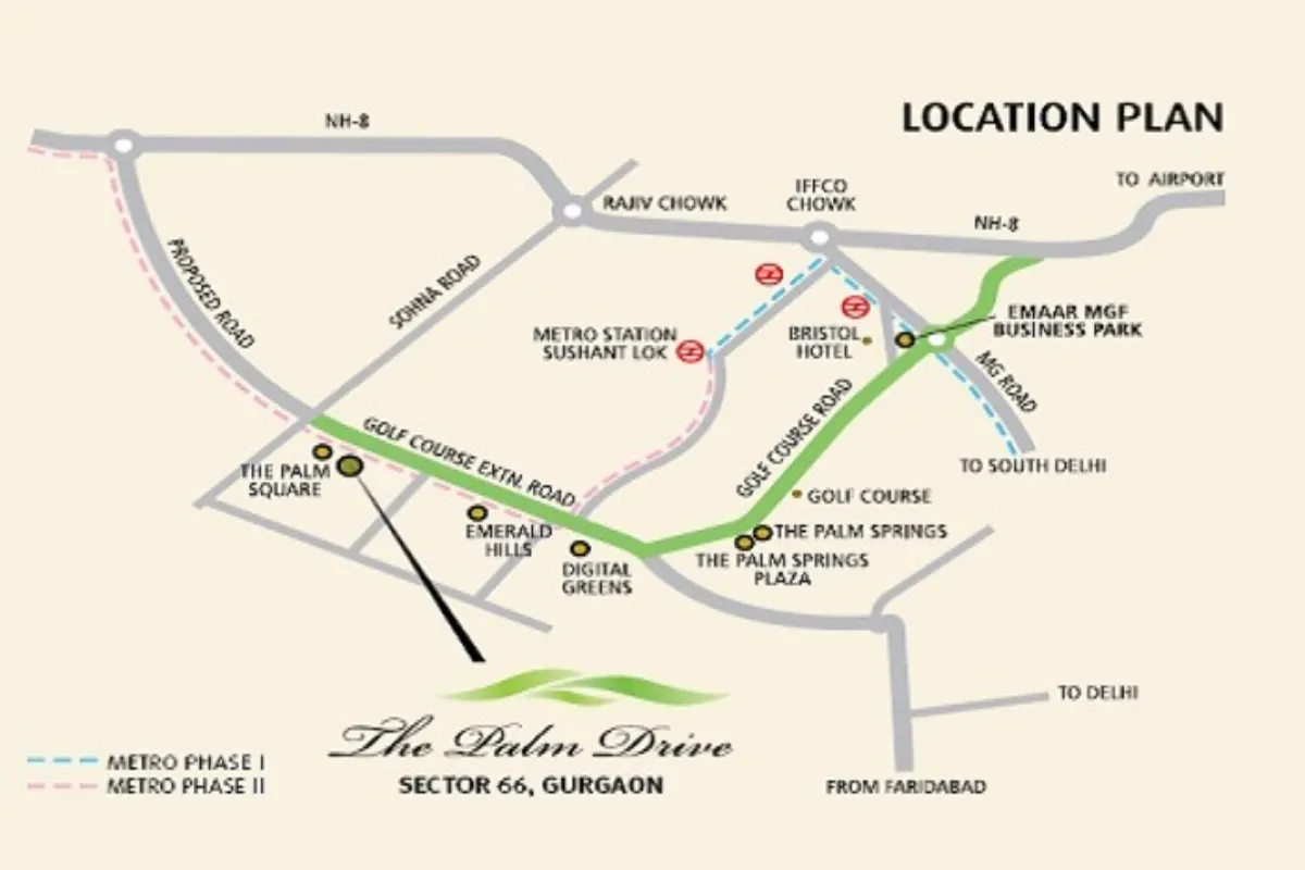emaar mgf palm drive sector 66 gurgaon location map