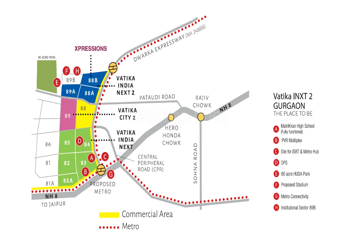 Vatika Xpressions Sector 88b Gurugram location map